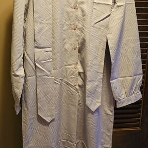 Vintage 70s Shift Dress White & Purple Herringbone Size 16